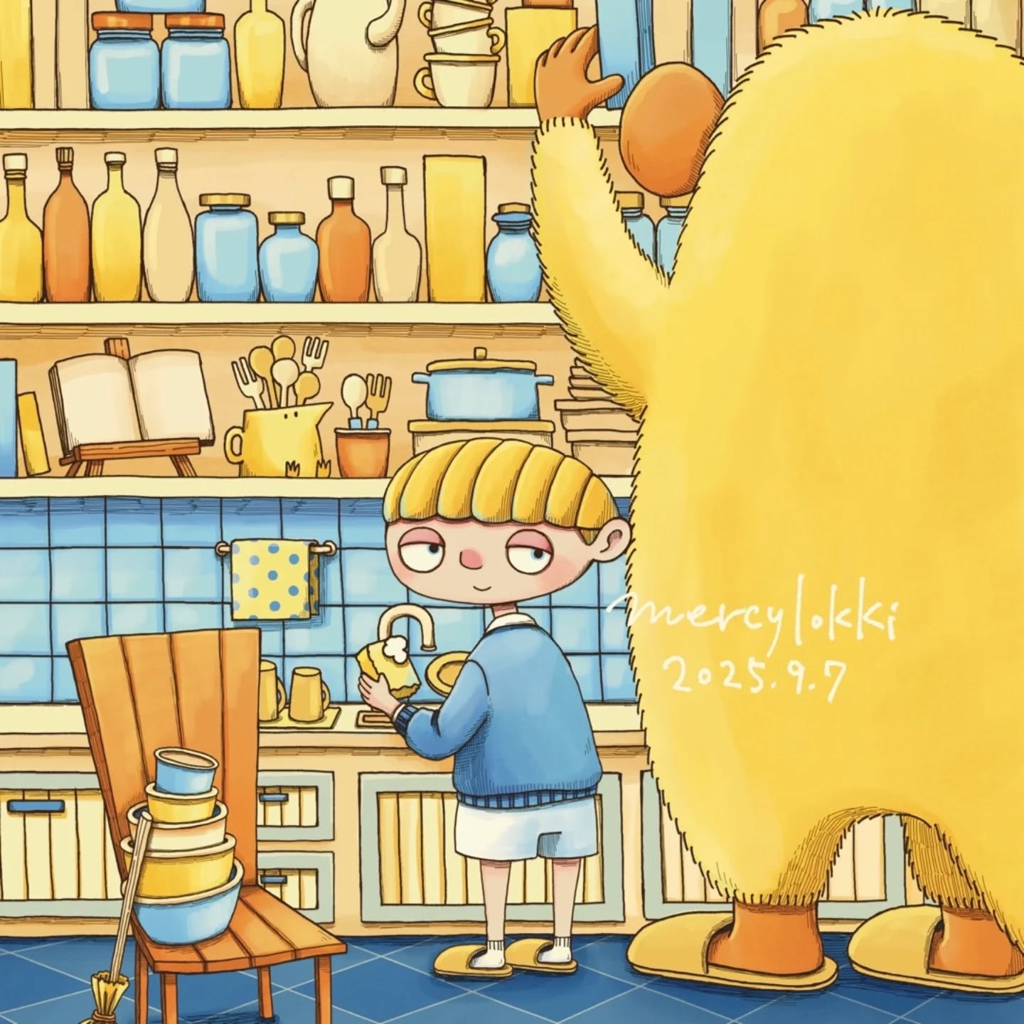 来年３月のカレンダーのイラストです。この後ろ姿は… (Instagram)